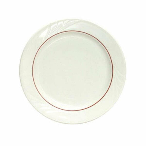 Tuxton China Monterey 9 in. Embossed Pattern China Plate - American White with Berry Band - 2 Dozen YBA-090